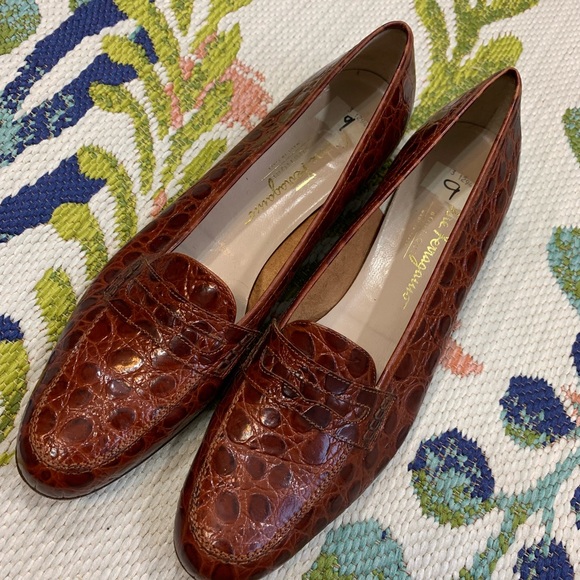 brown croc loafers